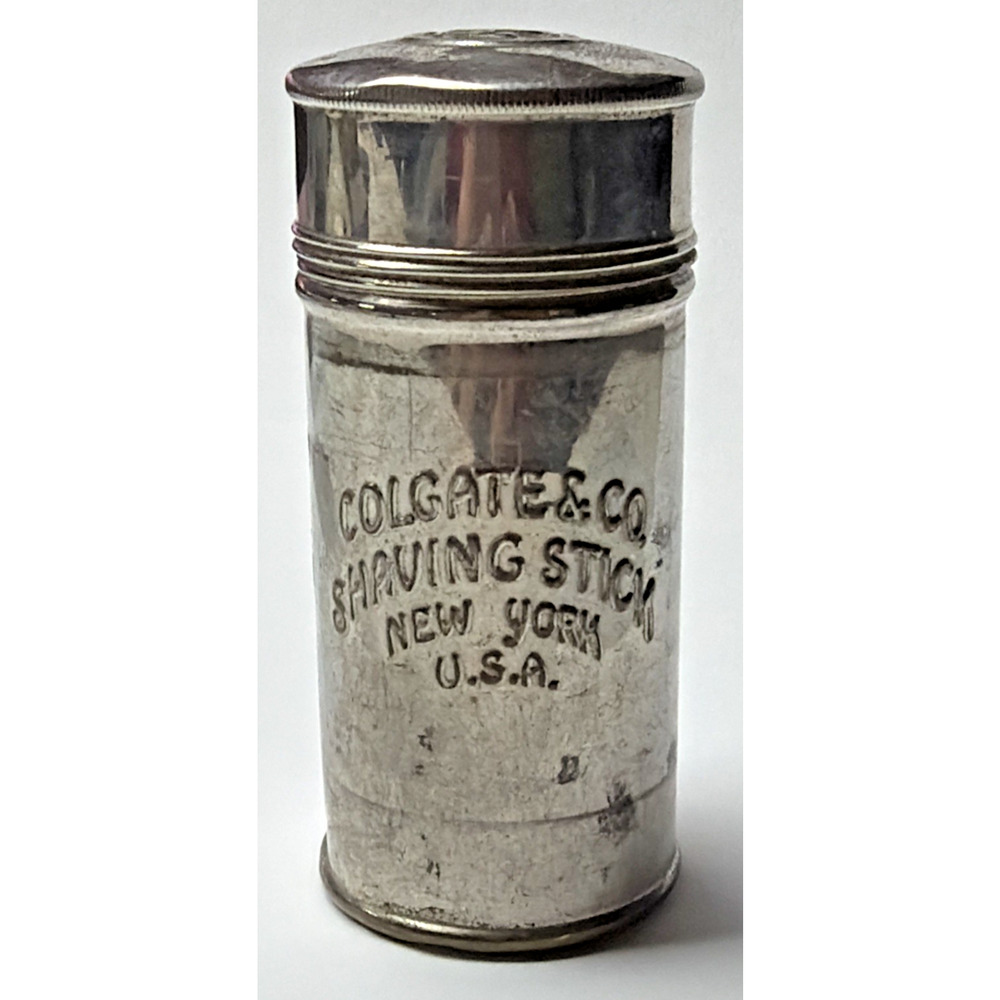 WWI Colgate Co Shaving Stick New York USA Embossed Metal Container Only As Is